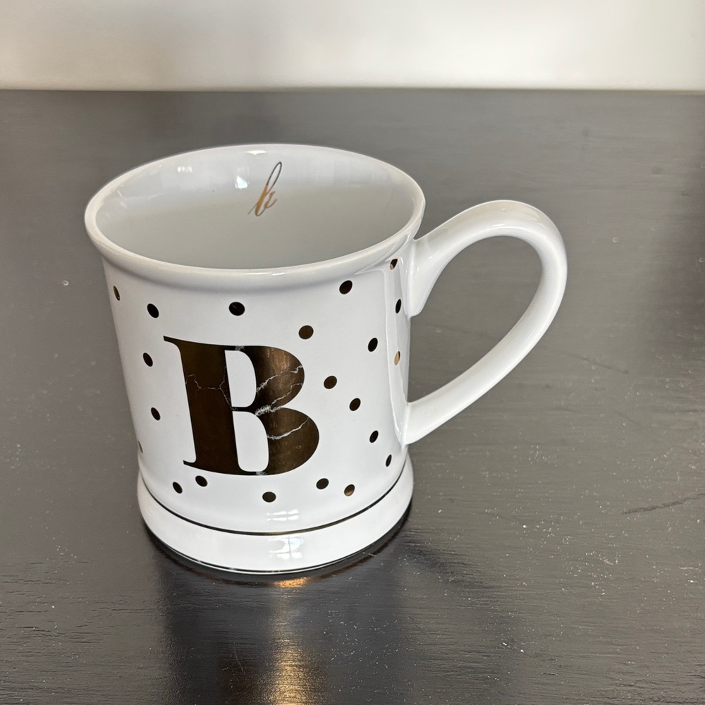 Pier 1 Imports Polka Dot Monogram Mug - White and Gold